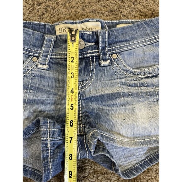 BKE Sabrina Denim Shorts Low Rise Embroidered Pocket Light Wash Y2k 90s Sz 25 - Picture 8 of 10